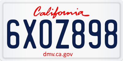 CA license plate 6XOZ898