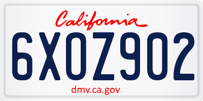 CA license plate 6XOZ902
