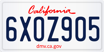 CA license plate 6XOZ905