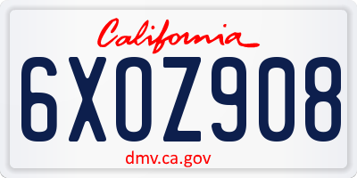 CA license plate 6XOZ908