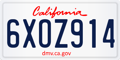 CA license plate 6XOZ914
