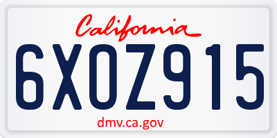 CA license plate 6XOZ915
