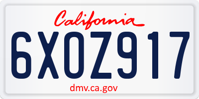CA license plate 6XOZ917