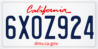 CA license plate 6XOZ924