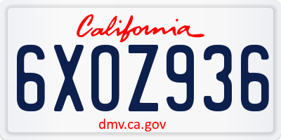 CA license plate 6XOZ936