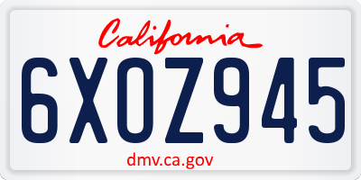 CA license plate 6XOZ945