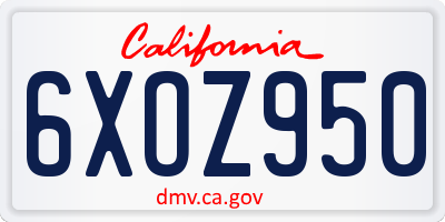 CA license plate 6XOZ950