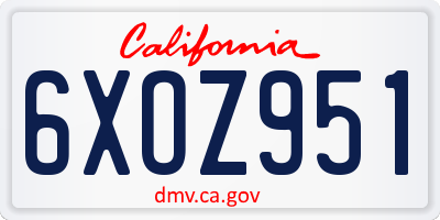 CA license plate 6XOZ951