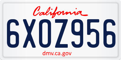 CA license plate 6XOZ956