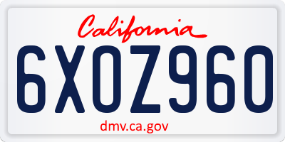CA license plate 6XOZ960