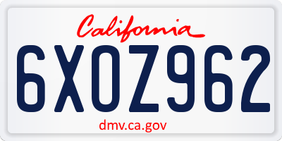 CA license plate 6XOZ962