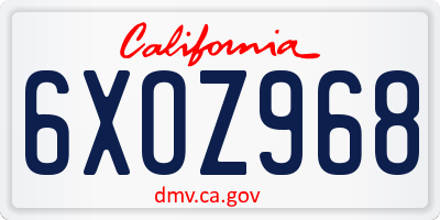 CA license plate 6XOZ968