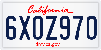 CA license plate 6XOZ970