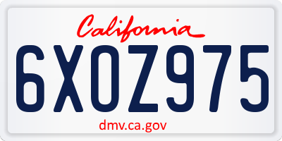 CA license plate 6XOZ975