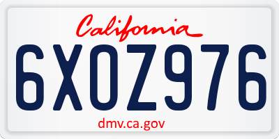 CA license plate 6XOZ976