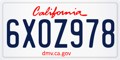 CA license plate 6XOZ978