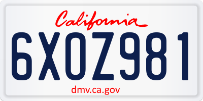 CA license plate 6XOZ981