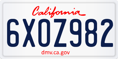 CA license plate 6XOZ982