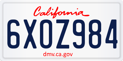 CA license plate 6XOZ984