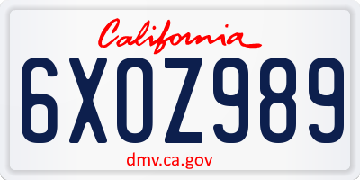 CA license plate 6XOZ989