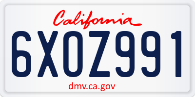 CA license plate 6XOZ991