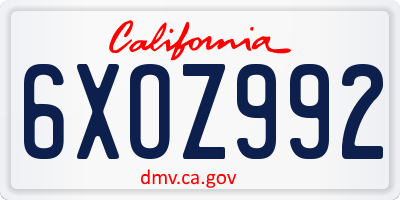 CA license plate 6XOZ992