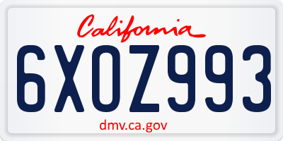 CA license plate 6XOZ993