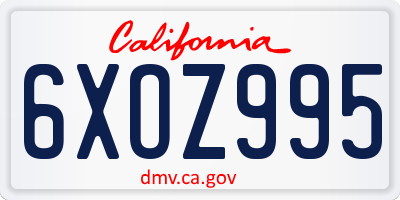 CA license plate 6XOZ995