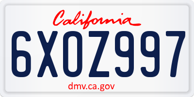 CA license plate 6XOZ997