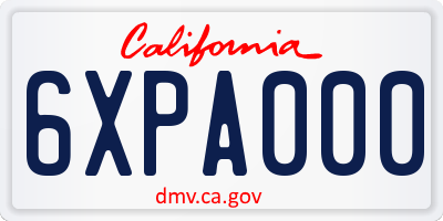 CA license plate 6XPA000