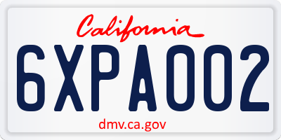 CA license plate 6XPA002