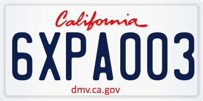 CA license plate 6XPA003