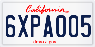 CA license plate 6XPA005