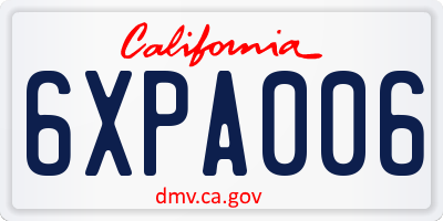 CA license plate 6XPA006