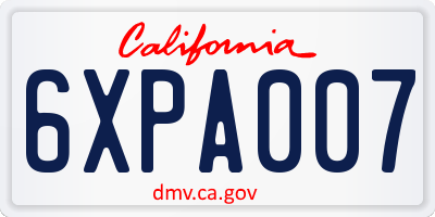 CA license plate 6XPA007