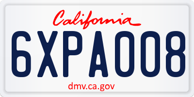 CA license plate 6XPA008