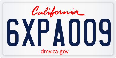 CA license plate 6XPA009