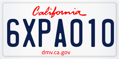 CA license plate 6XPA010