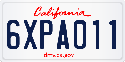 CA license plate 6XPA011