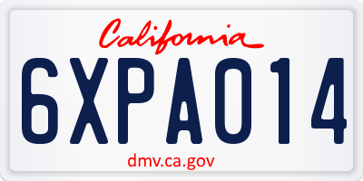 CA license plate 6XPA014