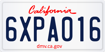 CA license plate 6XPA016