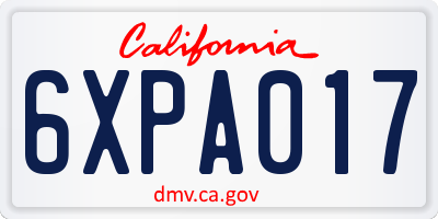 CA license plate 6XPA017