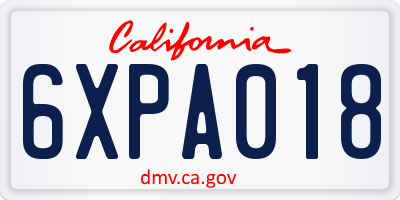 CA license plate 6XPA018