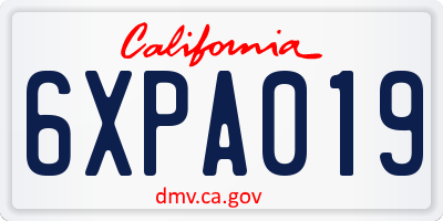 CA license plate 6XPA019