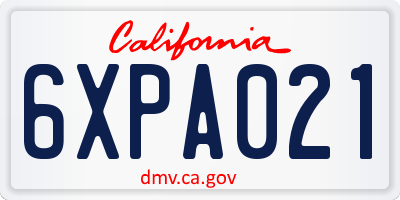 CA license plate 6XPA021