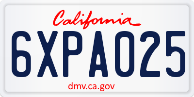 CA license plate 6XPA025