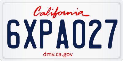 CA license plate 6XPA027