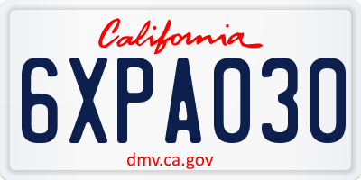 CA license plate 6XPA030