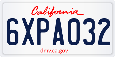 CA license plate 6XPA032