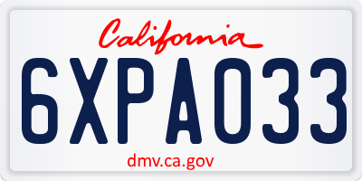 CA license plate 6XPA033